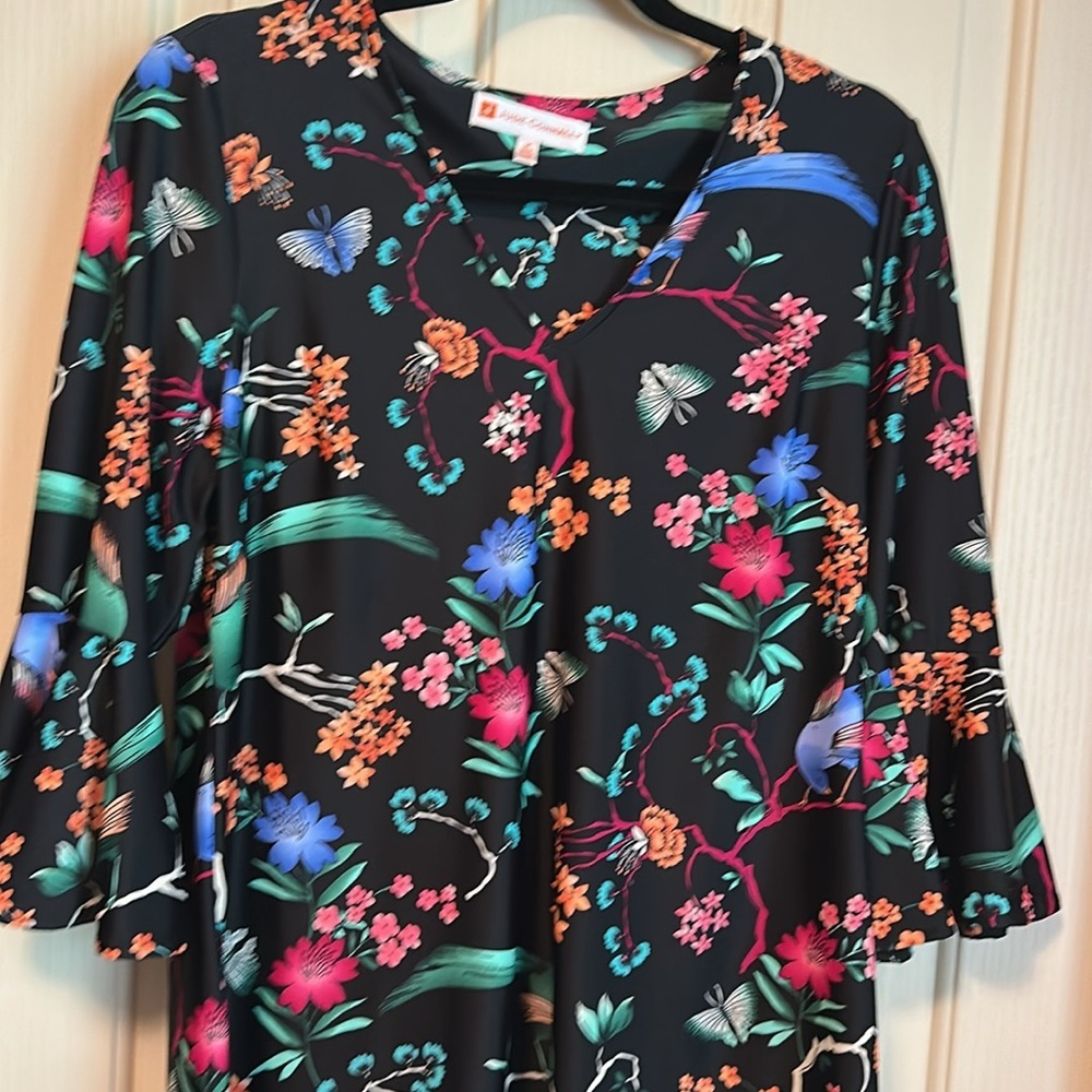 Jude Connally BlackDress with Colorful Floral Design, size medium - Picture 6 of 16